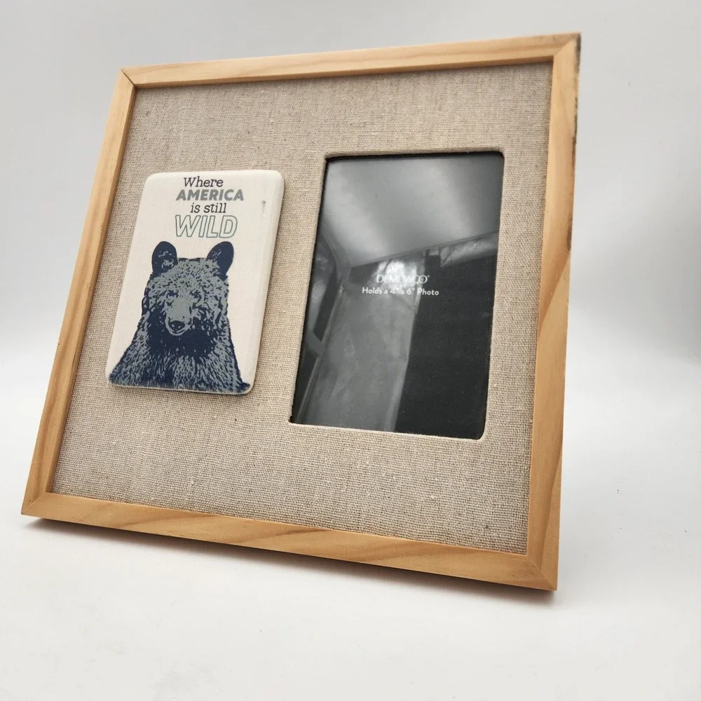 Demdaco Where America is Still Wild Black Bear 4x6 Photo Frame Wood Rustic Lodge